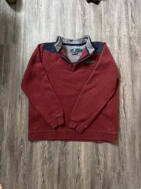 Vineyard Vines Men's Medium Red & Navy Fleece Shep Shirt Quarter-Zip Pullover
